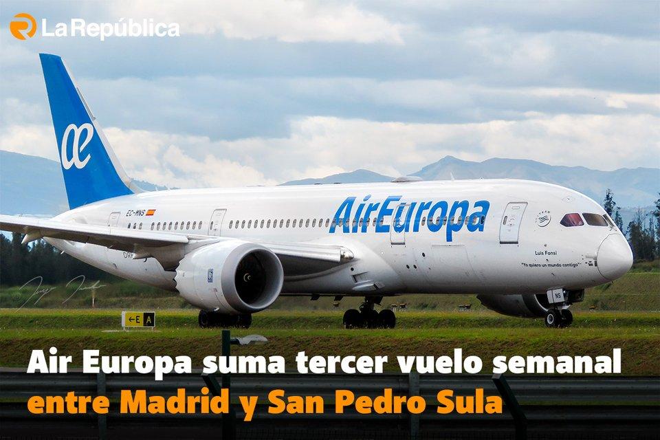 Air Europa suma tercer vuelo semanal entre Madrid y San Pedro Sula - Cover Image