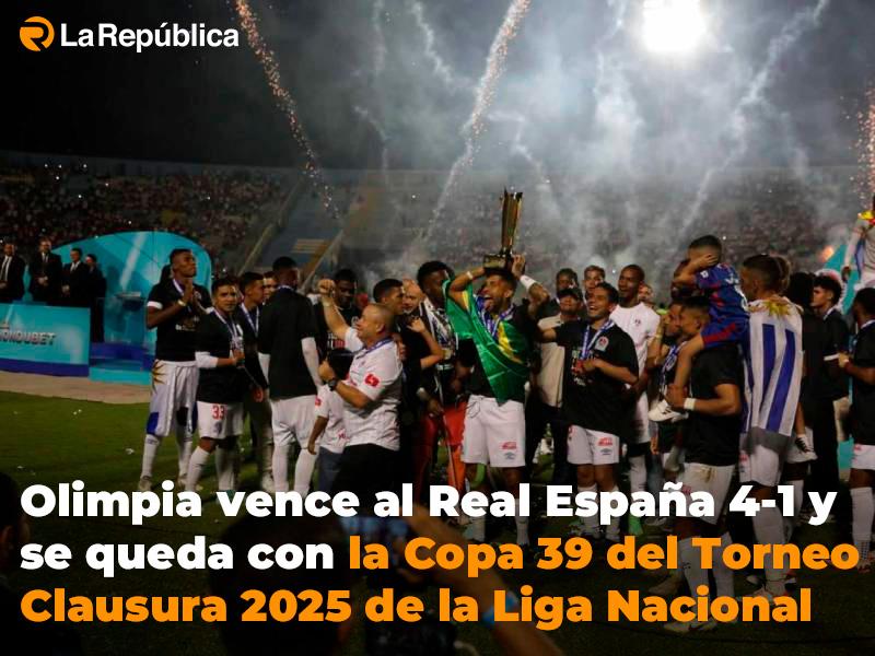 Olimpia vence al Real España 4-1 y se queda con la Copa 39 del Torneo Clausura 2025 de la Liga Nacional - Cover Image